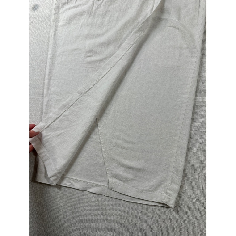 Contempo Women Off White Linen Blend Wrap Midi Skirt Cargo Pocket XS - Picture 4 of 9